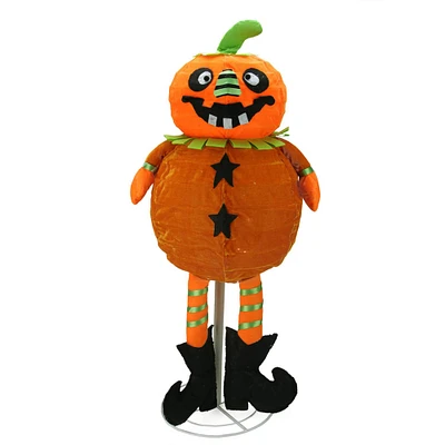 LED Lighted Standing Halloween Orange Jack-O-Lantern Pumpkin