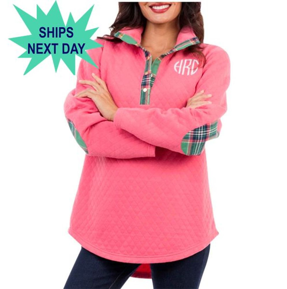 monogrammed quilted pullover tunic