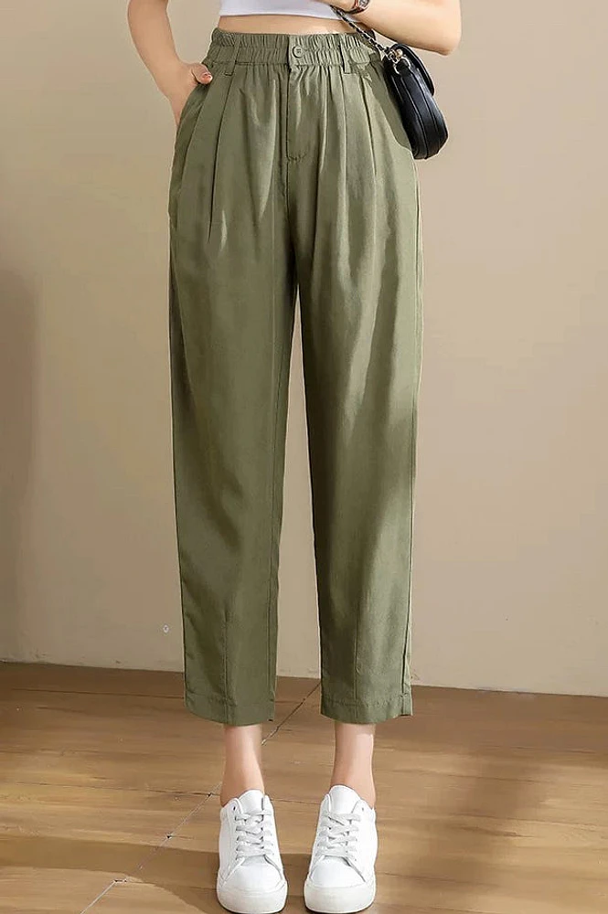 REBECCA WOVEN ANKLE CROPPED PANT