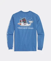 Snowman Whale Long Sleeve Pocket Tee