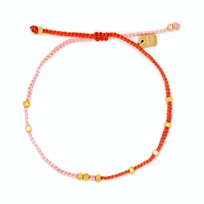 Pink & Red Two Tone Dainty Gold Bracelet