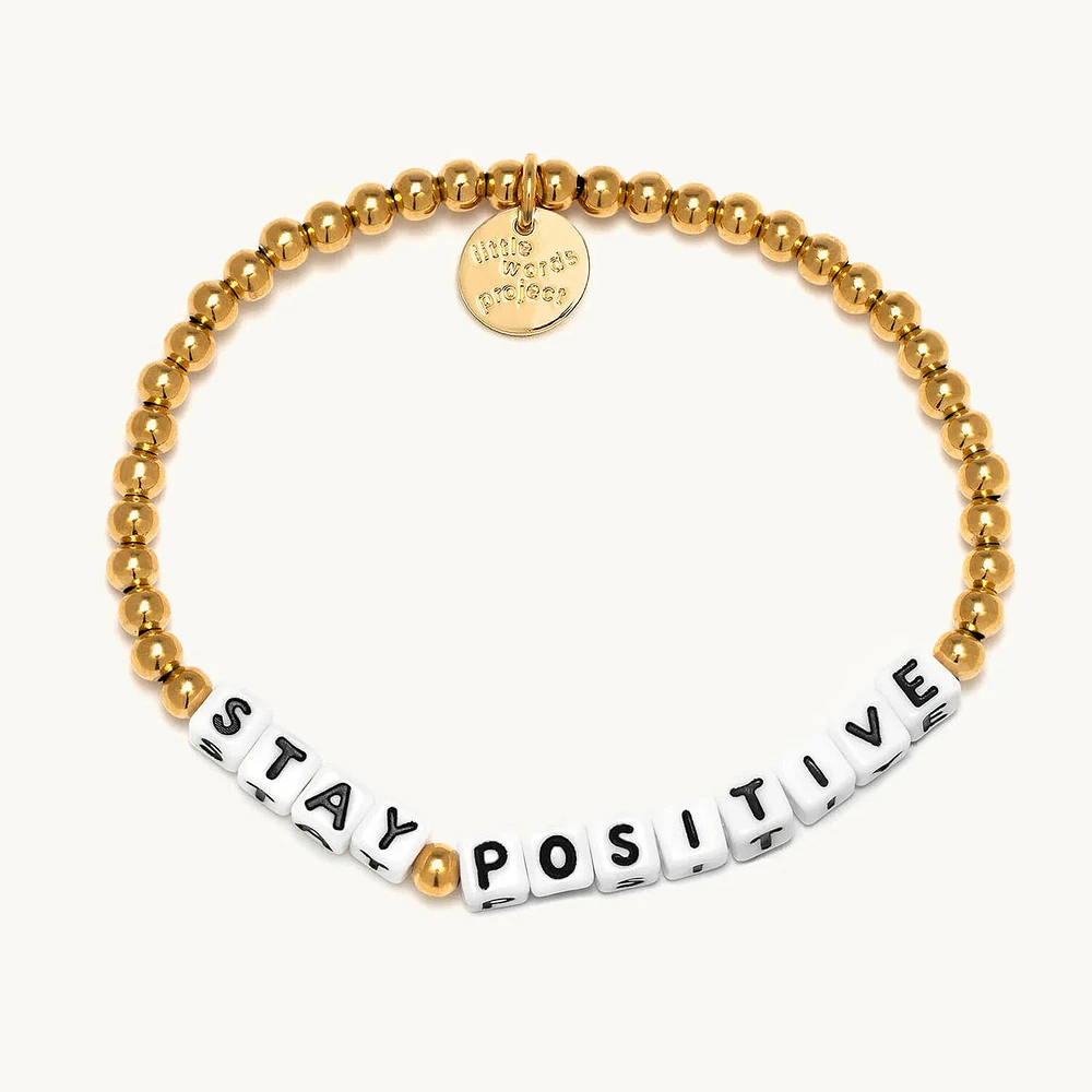 Gold Plated Stay Positive Bracelet - S/M