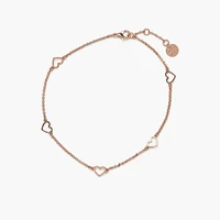 Dainty Hearts Anklet Rose Gold