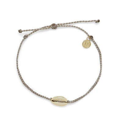 Cowrie Cord Gold Light Grey Anklet