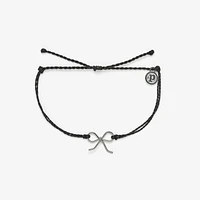 Bow Charm Silver Bracelet Black