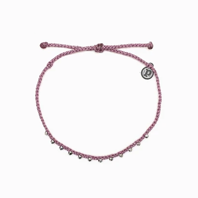 Silver Stitched Bead Anklet Lavender