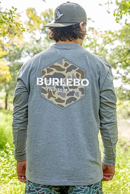 Deer Camo Burlebo Logo Men's Long Sleeve Tee