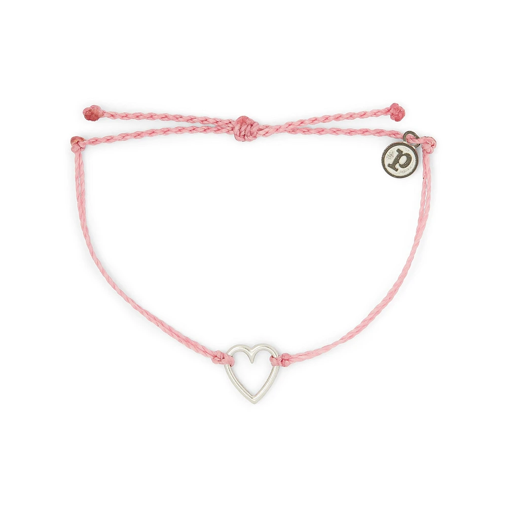 Open Heart Silver Light Pink