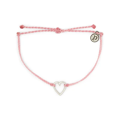Open Heart Silver Light Pink