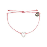 Open Heart Silver Light Pink