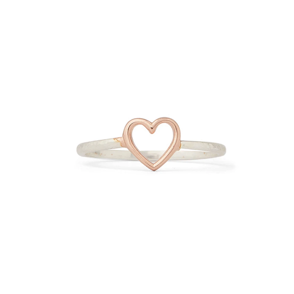 Open Heart Silver Ring Size