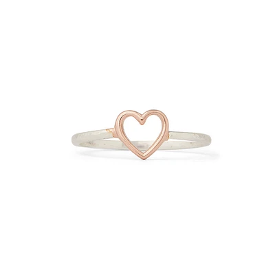 Open Heart Silver Ring Size