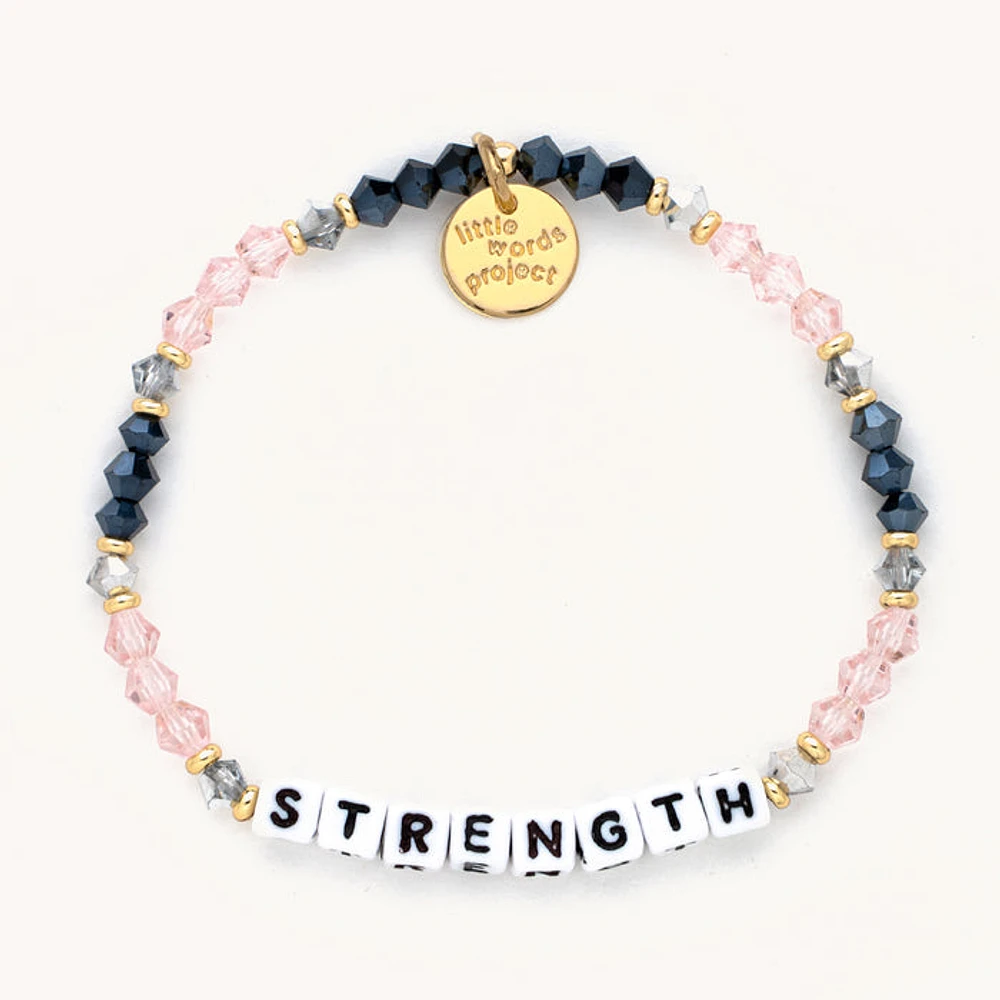 'Strength' Pink and Blue Beaded Bracelet S/M