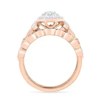 Womens 1/ CT. T.W. Mined White Diamond 10K Rose Gold Oval Bridal Set