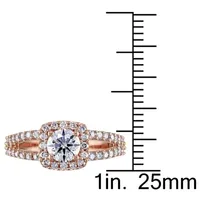 Womens 1 CT. T.W. Natural White Diamond 14K Rose Gold Halo Engagement Ring