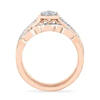 Womens 1/ CT. T.W. Natural White Diamond 10K Rose Gold Oval Bridal Set