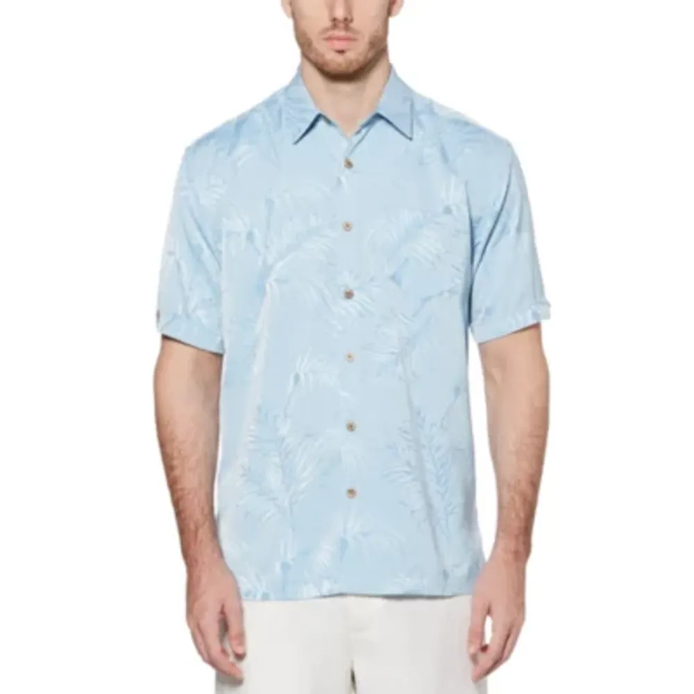 Cubavera Two-Tone Tropical Mens Regular Fit Short Sleeve Button-Down Shirt