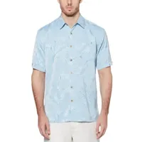 Cubavera Two-Tone Tropical Mens Regular Fit Short Sleeve Button-Down Shirt