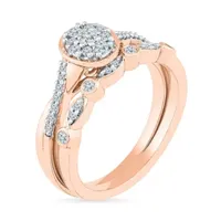 Womens 1/ CT. T.W. Natural White Diamond 10K Rose Gold Oval Bridal Set