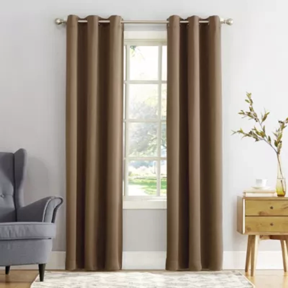 Sun Zero Evan Energy Saving Blackout Grommet Top Single Curtain Panel