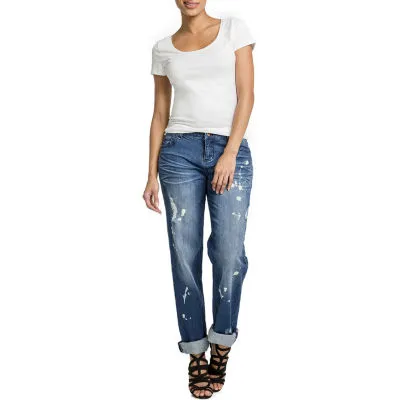 Poetic Justice Curvy Rolled Cuff Boyfriend Jean