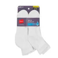 Hanes Ultimate Soft And Cushioned 6 Pair Plus Tall Quarter Socks Womens