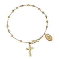 10K Gold 7.25 Inch Solid Link Cross Chain Bracelet