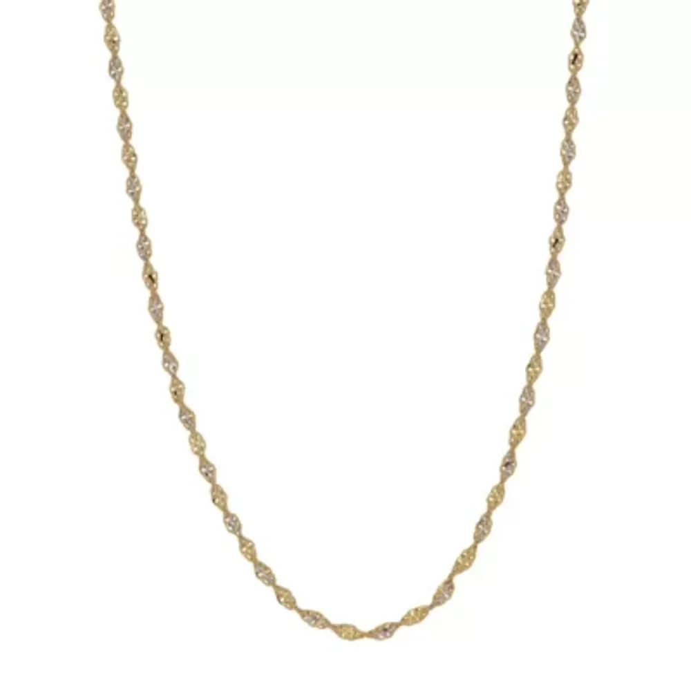 14K Gold 14K Two Tone Gold 18 Inch Solid Link Chain Necklace