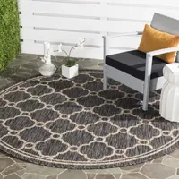 Safavieh Courtyard Collection Ian Geometric Indoor/Outdoor Round Area Rug