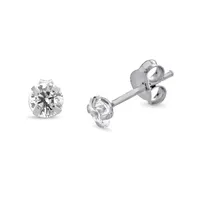 White Cubic Zirconia Sterling Silver Ball 3 Pair Earring Set