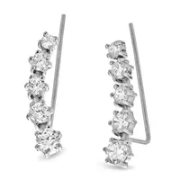 White Cubic Zirconia Sterling Silver Ball 3 Pair Earring Set