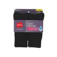 Hanes Ultimate Soft And Lightweight 6 Pair Plus Tall Crew Socks Womens