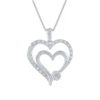 Diamond Blossom Womens 1/10 CT. T.W. Natural White Diamond Sterling Silver Heart Pendant Necklace