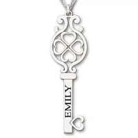 Personalized Sterling Silver Key Name Pendant Necklace