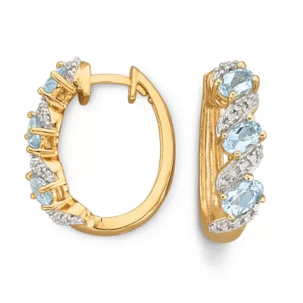 Genuine Sky Blue Topaz & Diamond-Accent Hoop Earrings