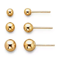 Earring Set, 14K Yellow Gold 3-Pair Studs