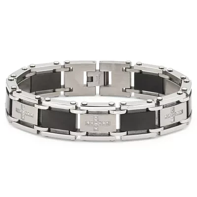 Men's Diamond Cross Bracelet Stainless Steel