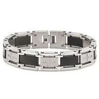 Men's Diamond Cross Bracelet Stainless Steel