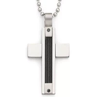 Mens Color-Enhanced Black Diamond Cross Pendant Necklace