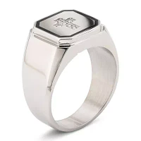 Mens Diamond Accent Stainless Steel Cross Ring