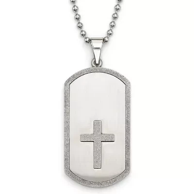 Stainless Steel Cut-Out Cross Dog Tag