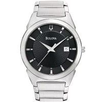 Bulova Classic Mens Silver Tone Stainless Steel Bracelet Watch 96b149