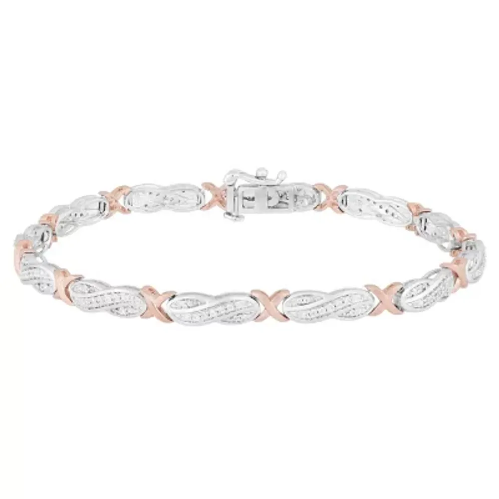 1/2 CT. T.W. Genuine White Diamond 14K Rose Gold Over Silver & Sterling Tennis Bracelet