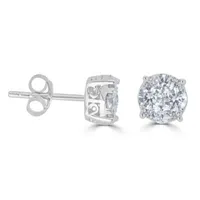 3/4 CT. T.W. Mined White Diamond 14K White Gold 6.4mm Stud Earrings