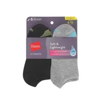 Hanes Ultimate Soft And Lightweight 6 Pair Plus Tall No Show Socks Womens