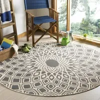 Safavieh Courtyard Collection Jacinth Geometric Indoor/Outdoor Round Area Rug