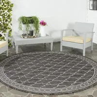 Safavieh Courtyard Collection Keeley Geometric Indoor/Outdoor Round Area Rug