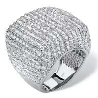 Womens White Cubic Zirconia Sterling Silver Cocktail Ring