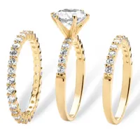 Womens 3 3/4 CT. T.W. White Cubic Zirconia 14K Gold Over Silver Bridal Set