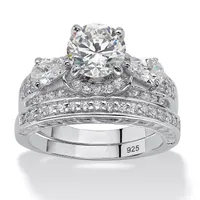 DiamonArt® Womens 3 1/2 CT. T.W White Cubic Zirconia Platinum Over Silver Bridal Set